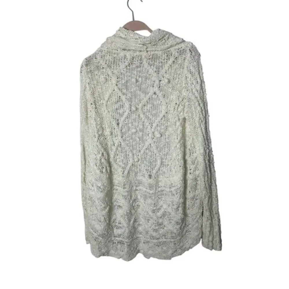Anthropologie knitted knotted Open front popcorn pom pom cardigan‎ sweater small